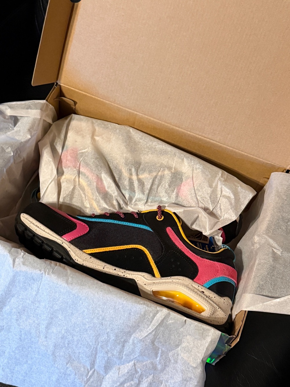 Skechers Black Pink Blue Yellow Accent Athletic Hiking Sneakers - New in Box - Picture 4 of 5